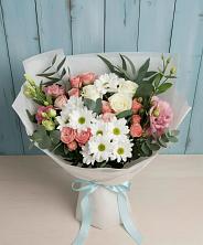 Букет цветов из:  Розы, Лизиантусы и Хризантемы в Струнино