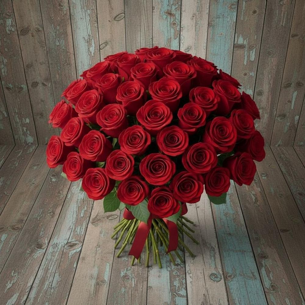 Букет 55 Красных роз Фридом в Струнино