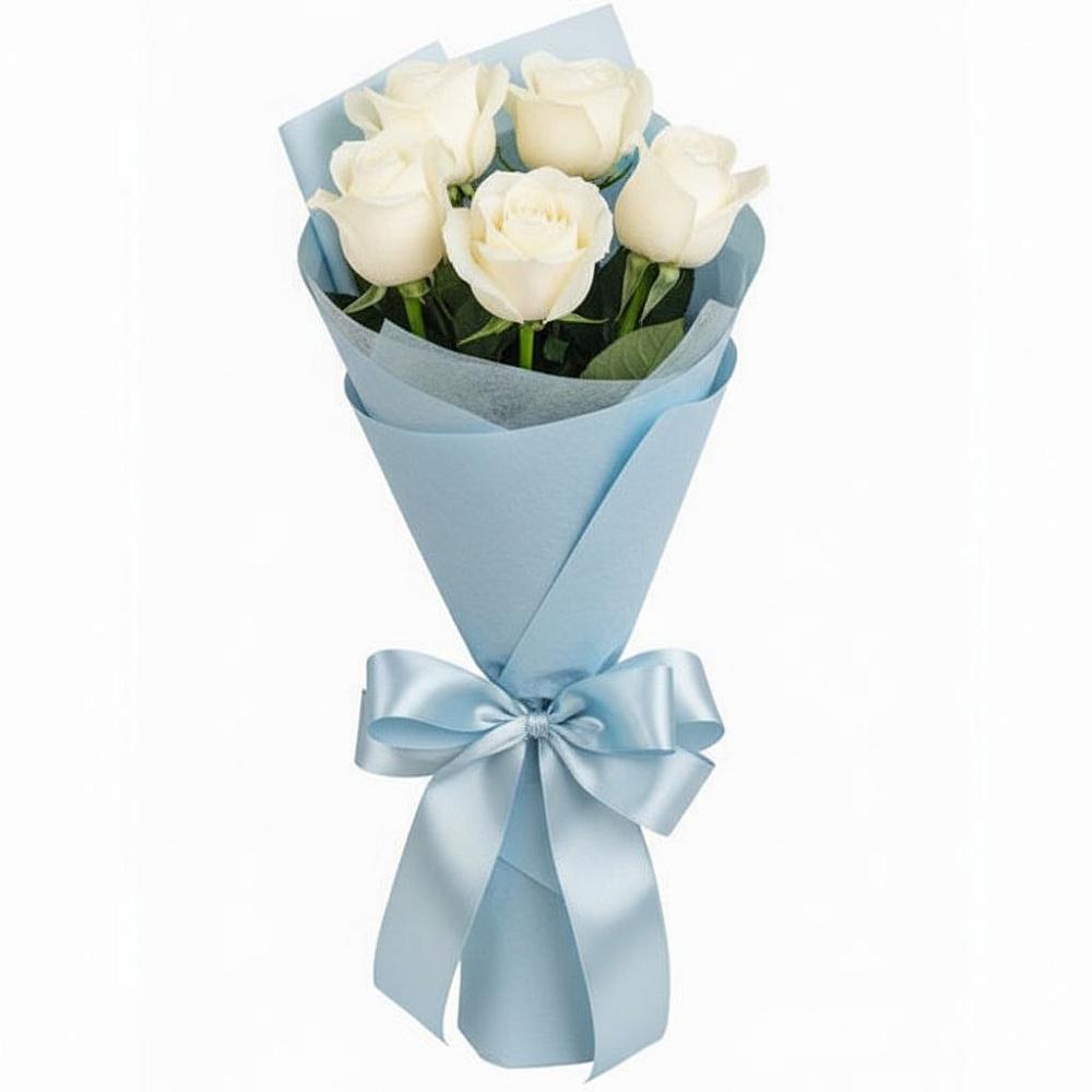 Букет 5 Белых роз Проуд в Струнино