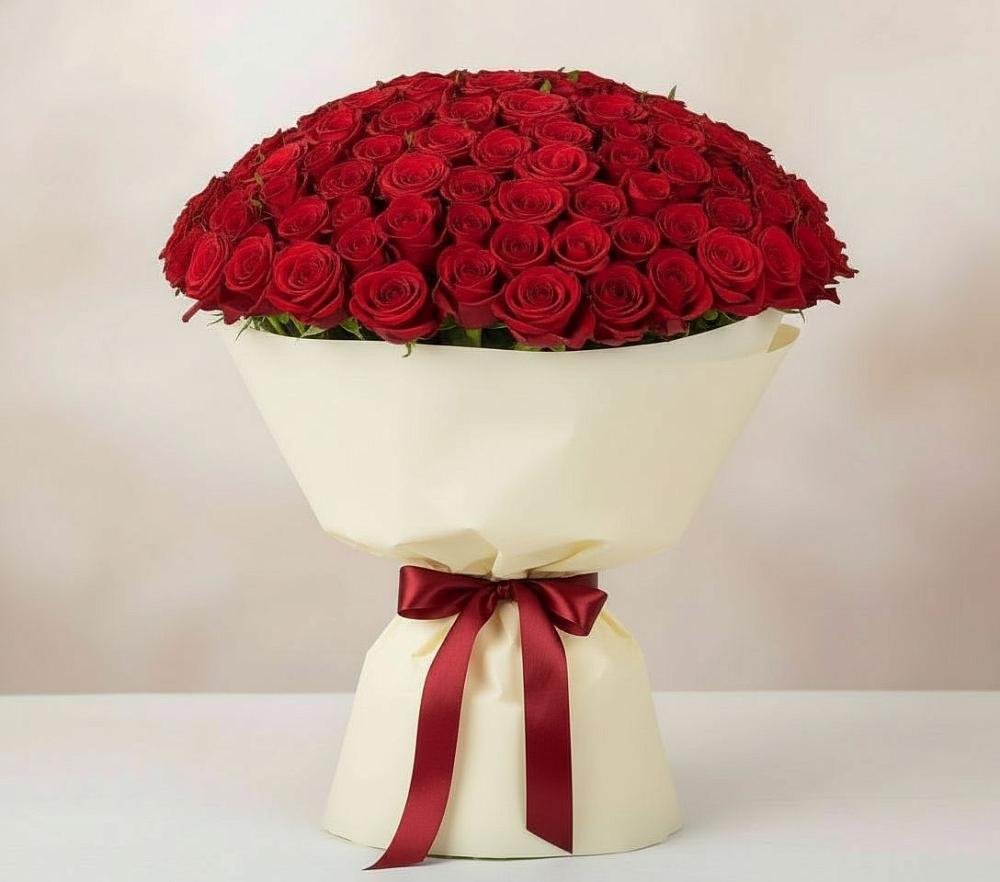 Букет 101 Красная роза Милано в Струнино