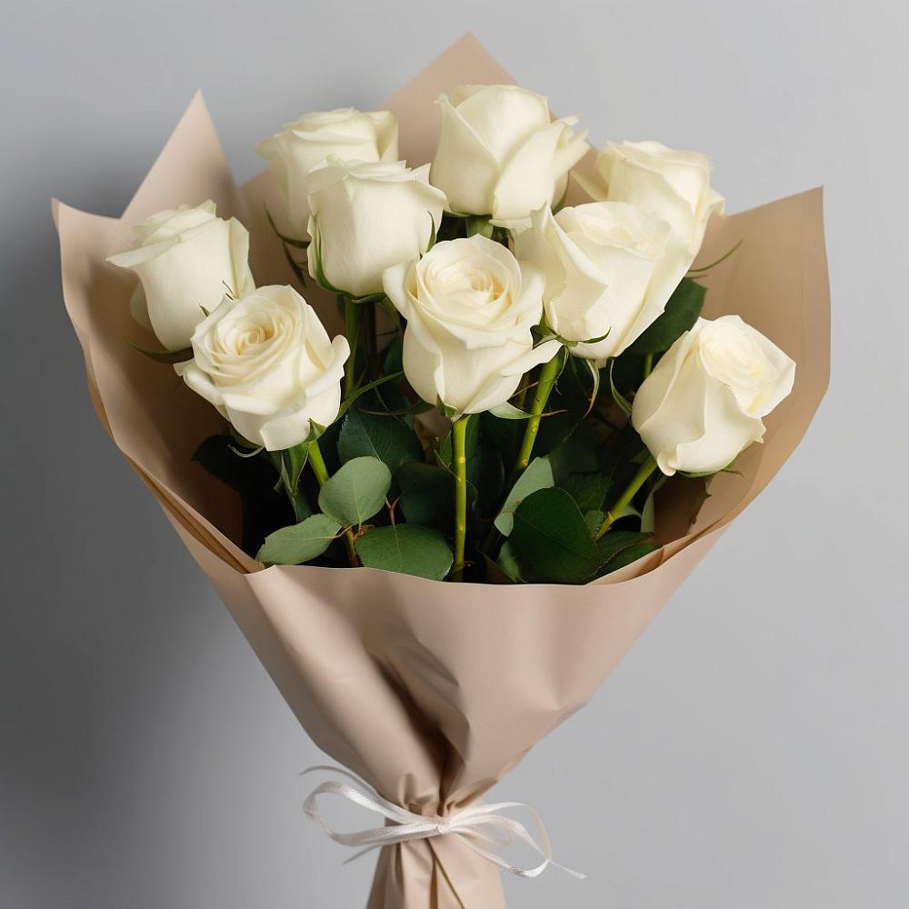 Букет 9 Белых роз Эдлесс Лав в Струнино