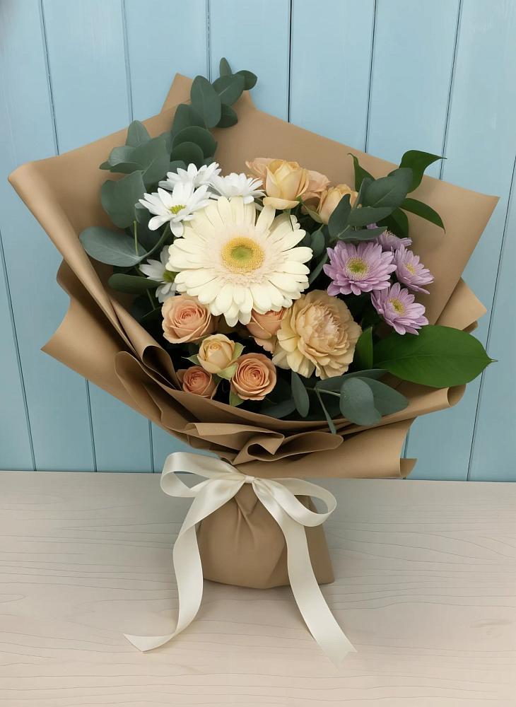Букет цветов из: Герберы и Хризантемы в Струнино