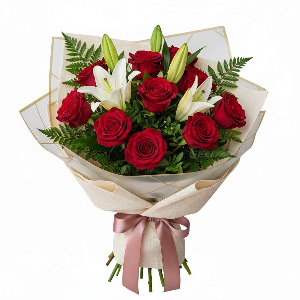 Букет цветов из: Лилии и Розы в Струнино