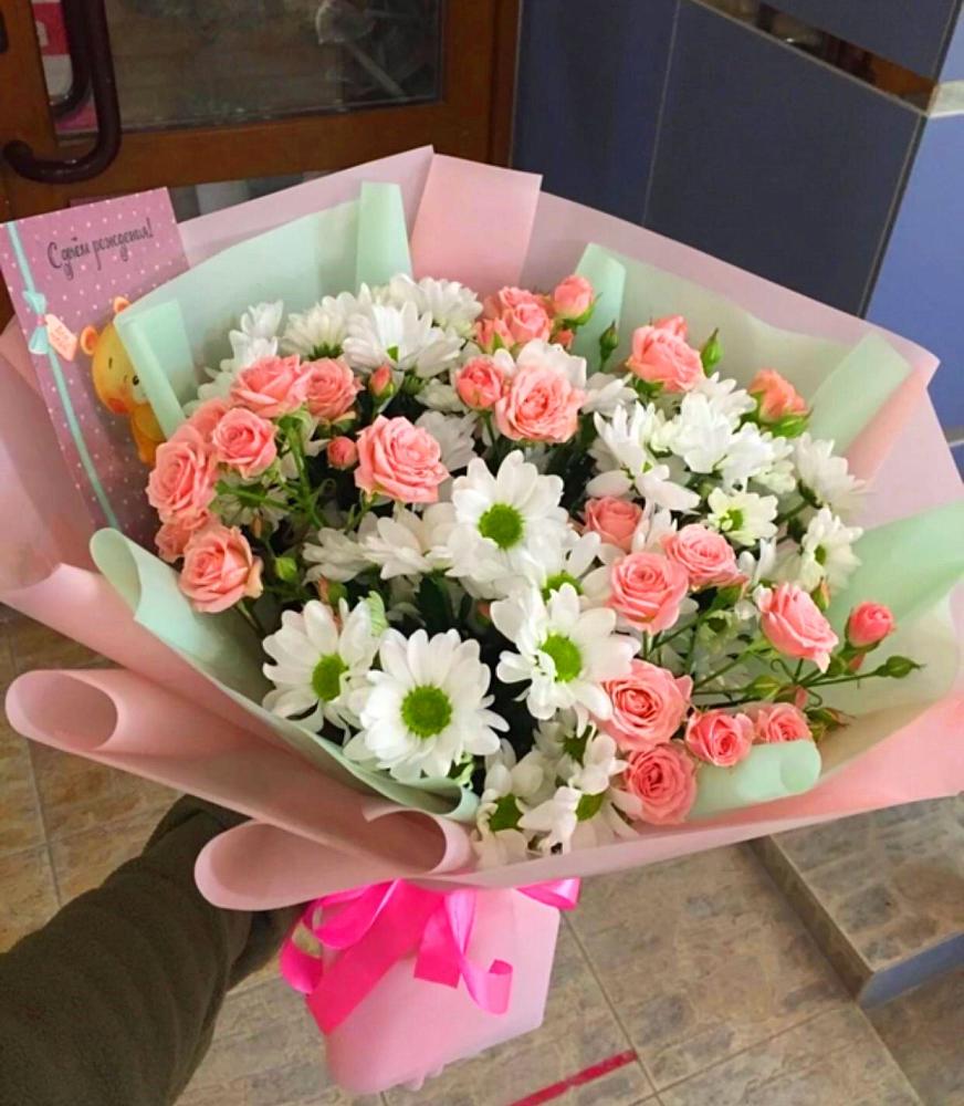 Букет цветов из: Розы и Хризантемы в Струнино