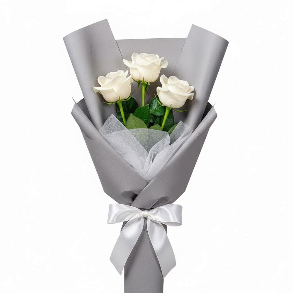 Букет 3 белые розы в Струнино