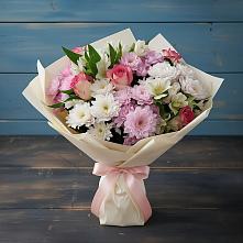 Букет цветов из:  Хризантемы, Альстромерии и Розы в Струнино