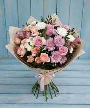 Букет цветов из:  Хризантемы, Розы и Альстромерии #REPLACE_PRED# Струнино