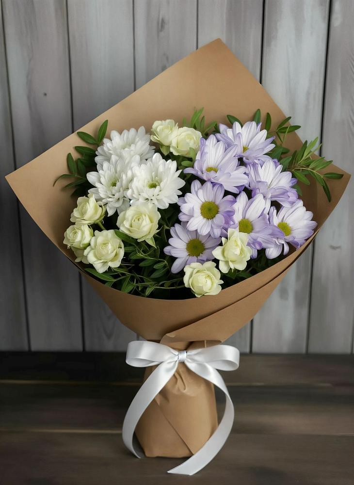 Букет цветов из: Хризантемы и Розы в Струнино